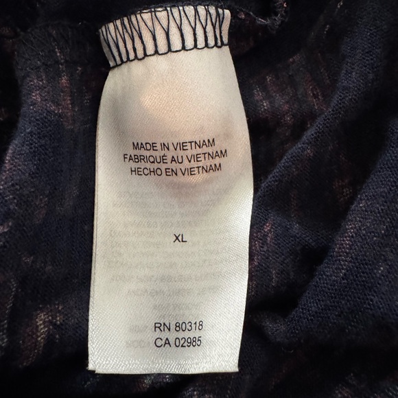 Lucky Brand NWOT Boho Floral Peasant Top XL Navy Pink Rust Lightweight - Picture 4 of 5